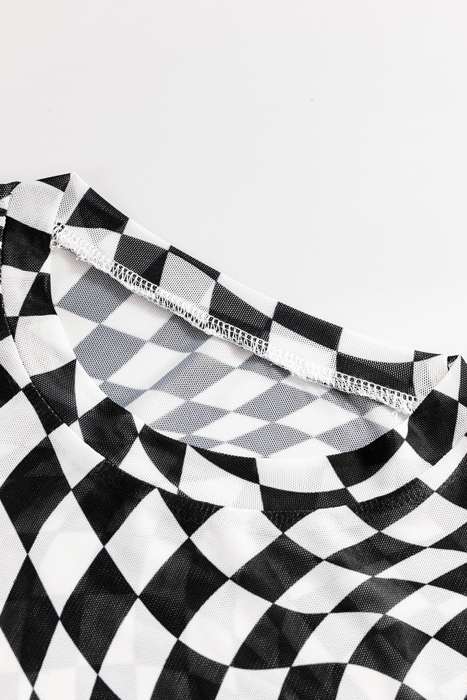 HIDDEN GEMS | Whimsical Checker Sheer Mesh Top