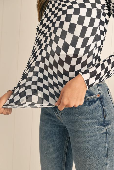 HIDDEN GEMS | Whimsical Checker Sheer Mesh Top