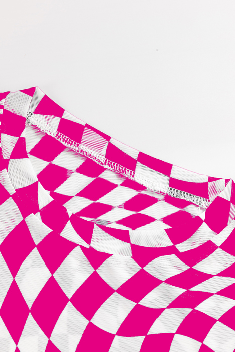 HIDDEN GEMS | Whimsical Checker Sheer Mesh Top