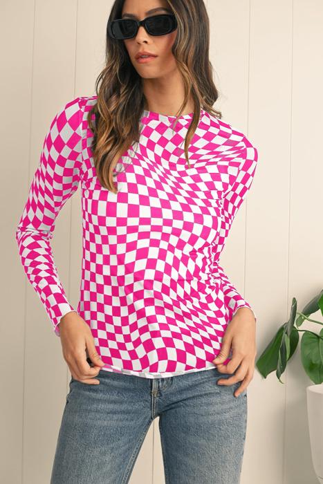 HIDDEN GEMS | Whimsical Checker Sheer Mesh Top