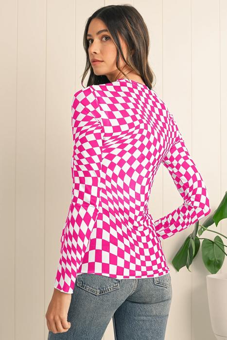 HIDDEN GEMS | Whimsical Checker Sheer Mesh Top