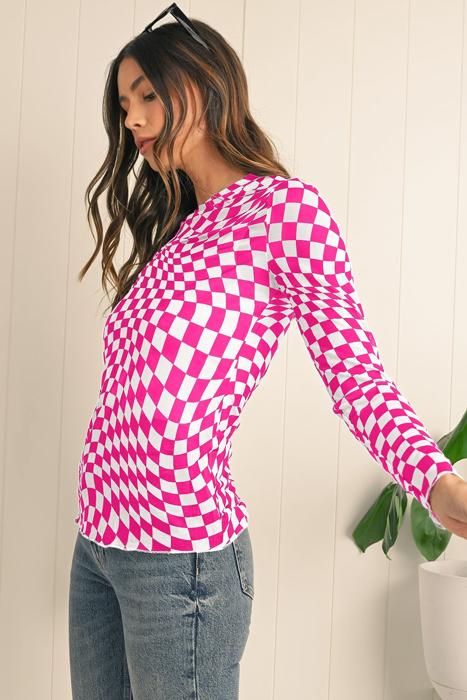 HIDDEN GEMS | Whimsical Checker Sheer Mesh Top