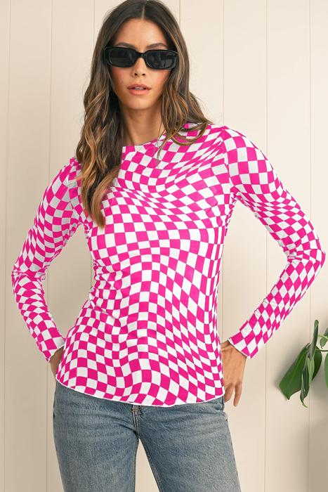 HIDDEN GEMS | Whimsical Checker Sheer Mesh Top
