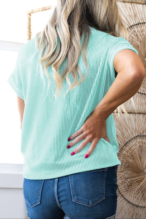 HIDDEN GEMS | Essential Colorblock Corded Knit T-Shirt