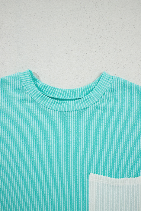 HIDDEN GEMS | Essential Colorblock Corded Knit T-Shirt
