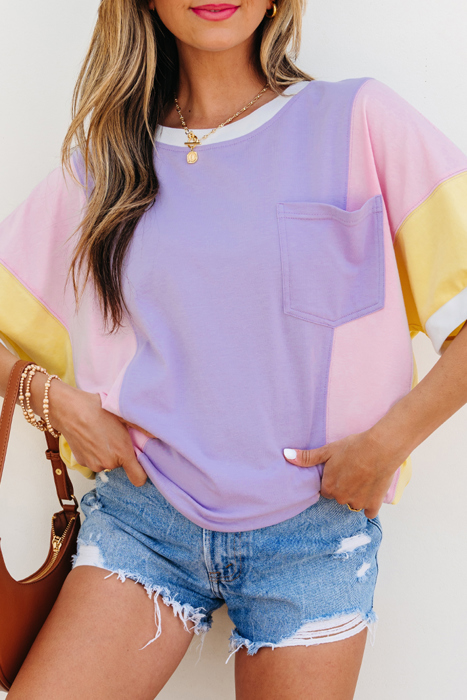 HIDDEN GEMS | Colorblock Chest Pocket T-Shirt