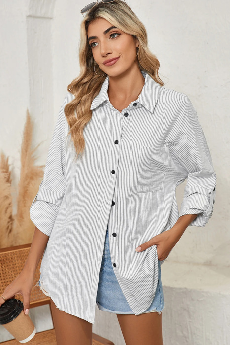 HIDDEN GEMS | Classic Charm Stripe Buttoned Shirt