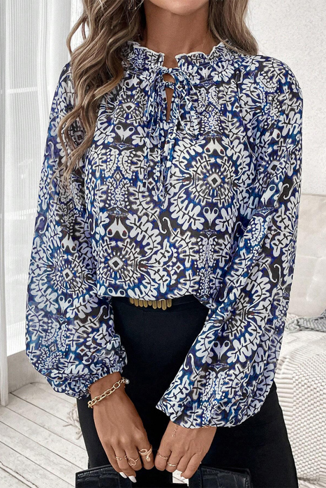 HIDDEN GEMS | Boho Frilled Tied Neck Blouse