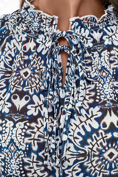 HIDDEN GEMS | Boho Frilled Tied Neck Blouse