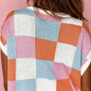  HIDDEN GEMS | Cherished Checker Cap Sleeve Sweater