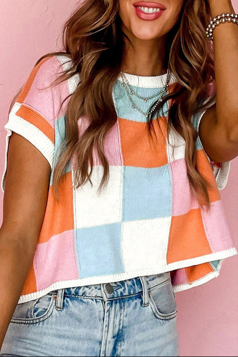 HIDDEN GEMS | Cherished Checker Cap Sleeve Sweater