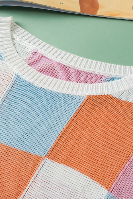 HIDDEN GEMS | Cherished Checker Cap Sleeve Sweater