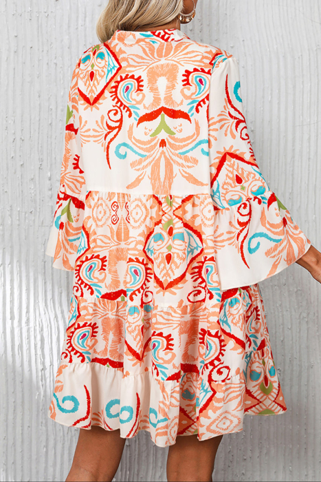 HIDDEN GEMS | Boho 3/4 Sleeve Buttoned Mini Dress