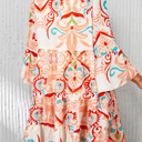  HIDDEN GEMS | Boho 3/4 Sleeve Buttoned Mini Dress