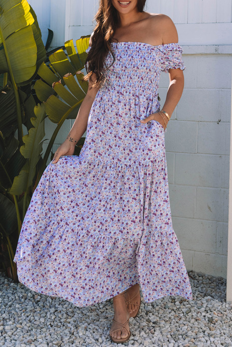 HIDDEN GEMS | Floral Bubble Sleeve Maxi Dress