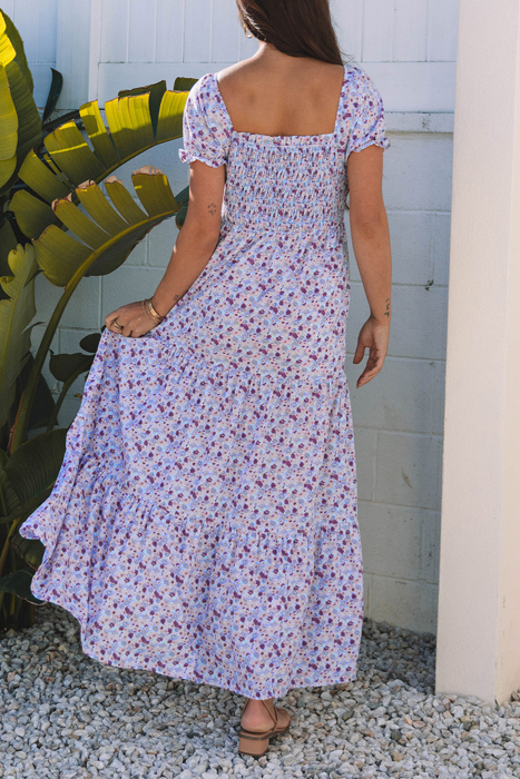 HIDDEN GEMS | Floral Bubble Sleeve Maxi Dress
