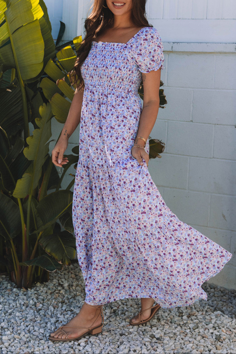 HIDDEN GEMS | Floral Bubble Sleeve Maxi Dress