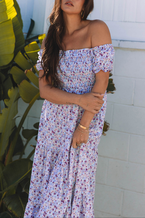 HIDDEN GEMS | Floral Bubble Sleeve Maxi Dress