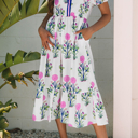  HIDDEN GEMS | Floral Puff Sleeve V-Neck Midi Dress