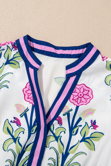 HIDDEN GEMS | Floral Puff Sleeve V-Neck Midi Dress
