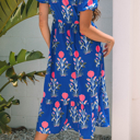  HIDDEN GEMS | Floral Puff Sleeve V-Neck Midi Dress