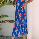  HIDDEN GEMS | Floral Puff Sleeve V-Neck Midi Dress
