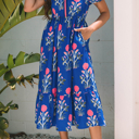  HIDDEN GEMS | Floral Puff Sleeve V-Neck Midi Dress