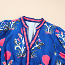 HIDDEN GEMS | Floral Puff Sleeve V-Neck Midi Dress