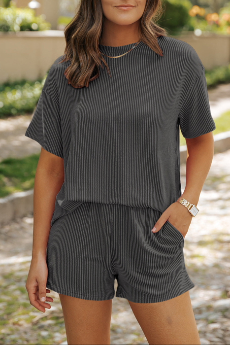 HIDDEN GEMS | Corded Knit Tee and Shorts Set