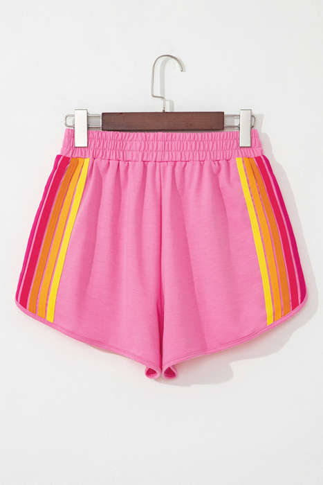 HIDDEN GEMS | Colorblock Stripe Elastic Waist Shorts