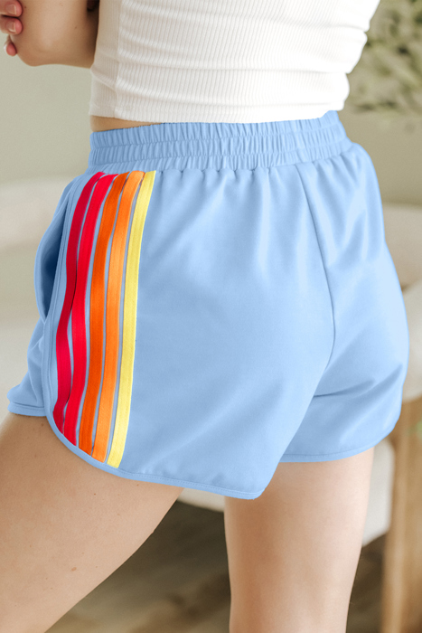 HIDDEN GEMS | Colorblock Stripe Elastic Waist Shorts