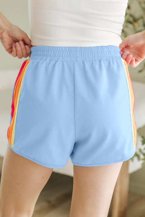 HIDDEN GEMS | Colorblock Stripe Elastic Waist Shorts