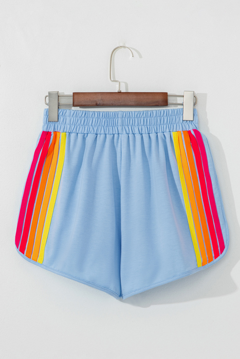 HIDDEN GEMS | Colorblock Stripe Elastic Waist Shorts