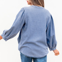  HIDDEN GEMS | Denim Daze Bow Tie Pleated Top