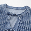  HIDDEN GEMS | Denim Daze Bow Tie Pleated Top