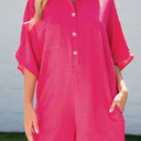  HIDDEN GEMS | Collared Button Up Pocketed Romper
