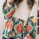  HIDDEN GEMS | Paisley Patchwork Colorblock Top