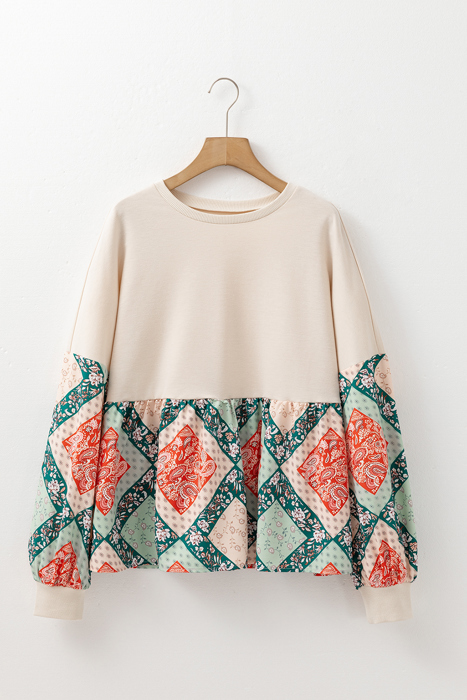 HIDDEN GEMS | Paisley Patchwork Colorblock Top