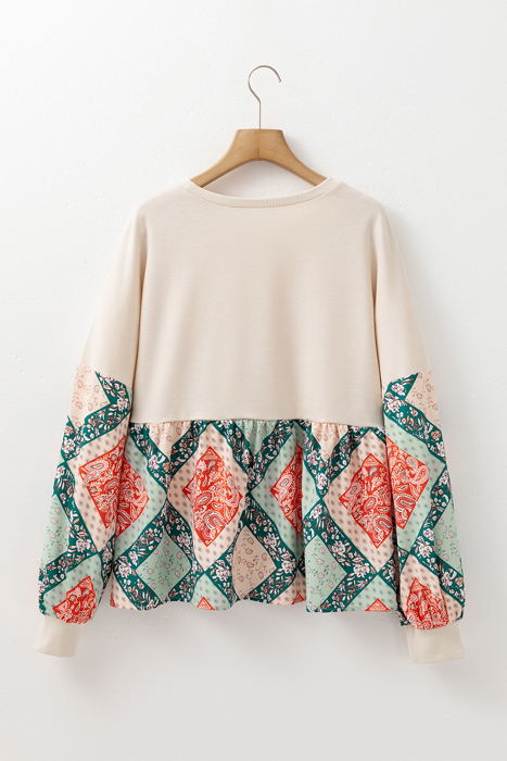 HIDDEN GEMS | Paisley Patchwork Colorblock Top
