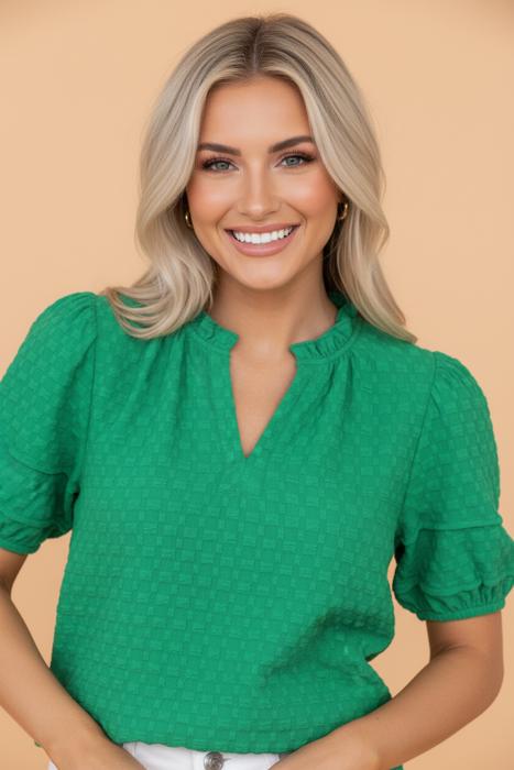 Everyday Ease Textured Puff Sleeve Top