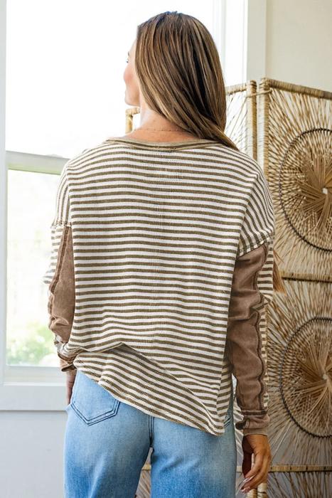 HIDDEN GEMS | Stripe Patchwork Long Sleeve Top