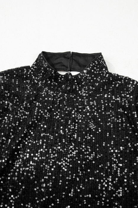 HIDDEN GEMS | Solid Sequin Backless Bell Sleeve Top