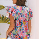  Tropical Days Floral Ruffle Blouse