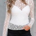 White Small HIDDEN GEMS | Floral Sheer Lace Long Sleeve Top