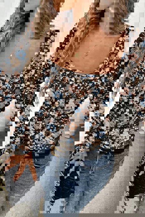 Evelyn Printed Square Neck Fitted Top