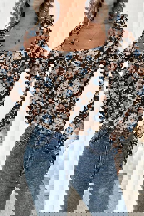 Evelyn Printed Square Neck Fitted Top