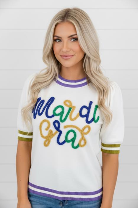Mardi Gras Sripe Knitted Top