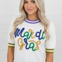  Mardi Gras Sripe Knitted Top