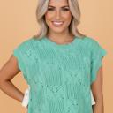  Sweet Scallop Pointelle Knit Sweater Tee