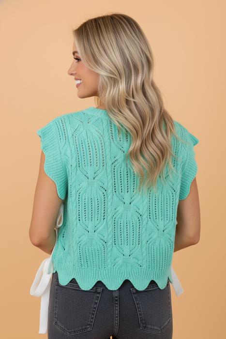 Sweet Scallop Pointelle Knit Sweater Tee